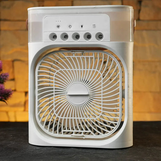 Nawazo™ 4-in-1 Premium Portable Mini Air Cooler || A Personal Desk Fan with Mist Cooling & LED Light